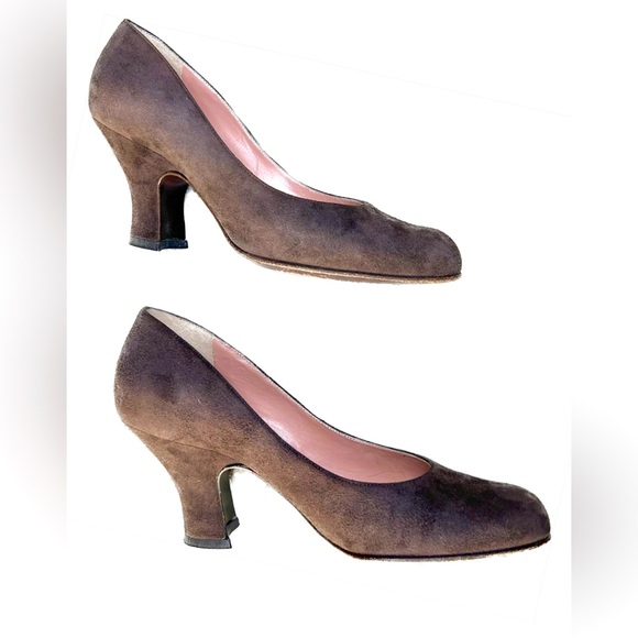 Prada Suede Brown Chunky Heels - Picture 1 of 5